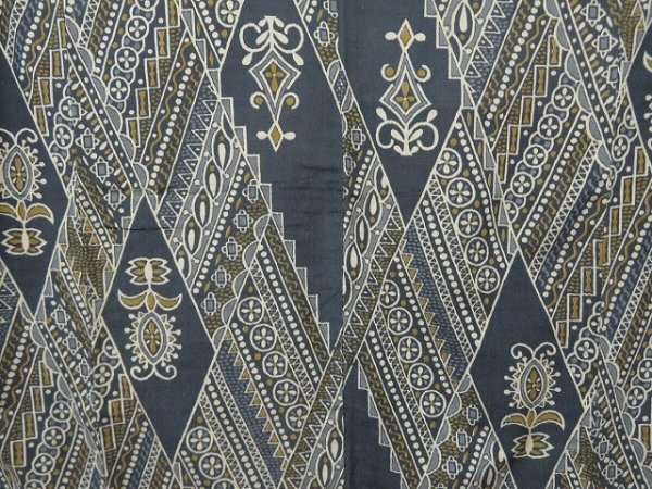 Photo5: 1019T07z870 Vintage Japanese Kimono Silk KOMON Dark blue-gray (5)