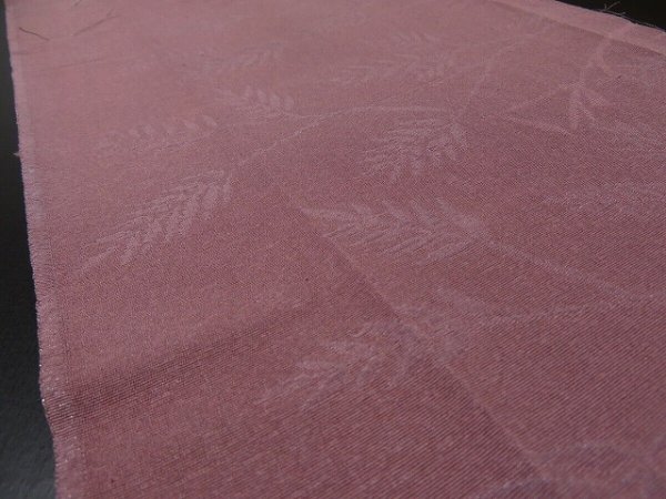 Photo2: 1U09z60 Japanese Kimono Silk  FABRIC Rosy brown Plants 77.2" (2)