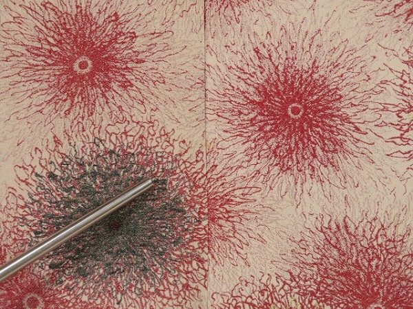 Photo6: 1019i01z900 Vintage Japanese Kimono Silk HAORI Ecru beige Flower (6)