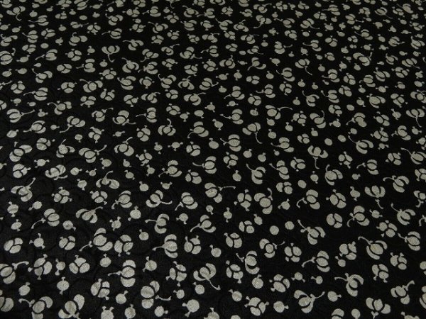 Photo2: 1P06z80 Japanese Kimono Silk  FABRIC Black Plum bud 62.2" (2)