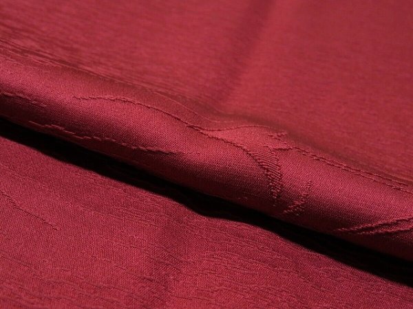 Photo4: 3C01z50 Japanese Kimono Silk  FABRIC Dark pink-red Flying crane 40.9" (4)
