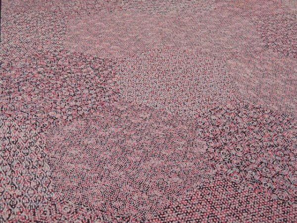 Photo2: 2D04z90 Japanese Kimono Silk  FABRIC Pink, Dark brown Kiribame 66.1" (2)