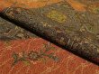 Photo4: 1S01z70 Japanese Kimono Crepe Silk  FABRIC Orange-Brown Flowers 39.4" (4)