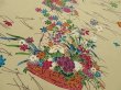 Photo2: 2Z05z90 Japanese Kimono Crepe Silk  FABRIC Light cream Flower arrangement 62.2" (2)