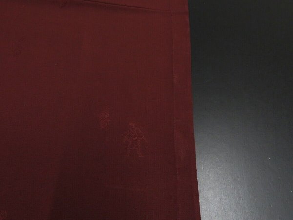 Photo8: 1F02z50 Japanese Kimono Silk  FABRIC Dark brown Samurai 36.2" (8)