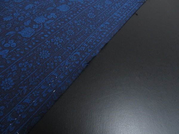 Photo6: 1V02z50 Japanese Kimono Silk  FABRIC Indigo Flowers 37.8" (6)