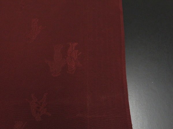 Photo4: 1F05z60 Japanese Kimono Silk  FABRIC Dark brown Samurai 54.3" (4)