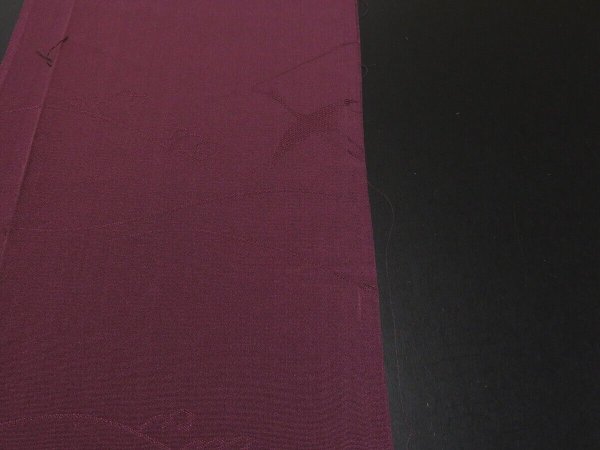 Photo4: 2J08z50 Japanese Kimono Silk  FABRIC Grape Flying crane 59.1" (4)