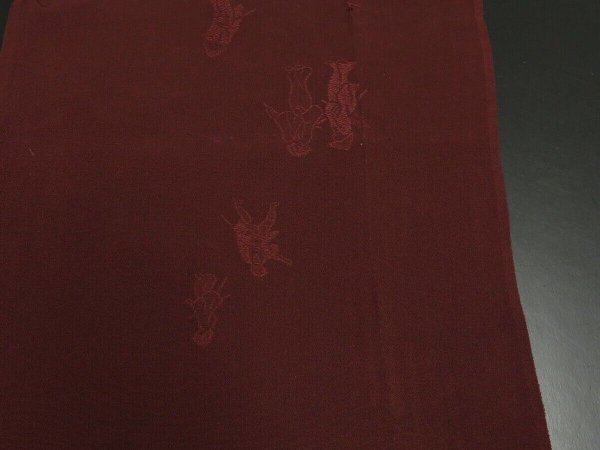 Photo5: 1F05z60 Japanese Kimono Silk  FABRIC Dark brown Samurai 54.3" (5)