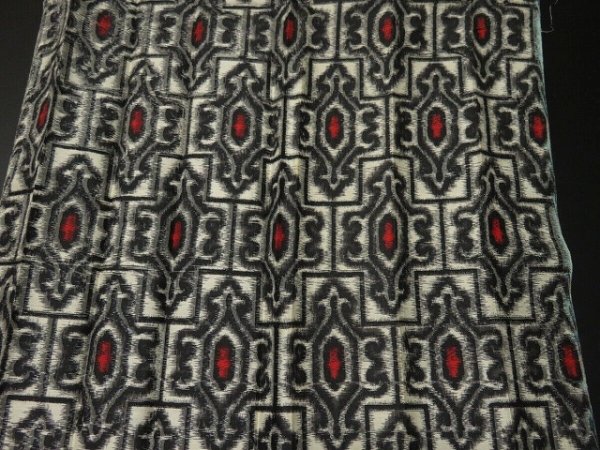 Photo8: 2H07z60 Vintage Japanese Kimono Silk MEISEN FABRIC Off-white   86.6" (8)
