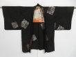 Photo8: 1422i07z490 Vintage Japanese Kimono Silk HAORI Black Shikishi (8)