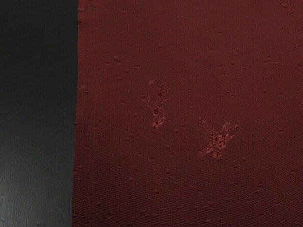 Photo7: 1F02z50 Japanese Kimono Silk  FABRIC Dark brown Samurai 36.2" (7)