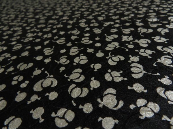 Photo3: 1P06z80 Japanese Kimono Silk  FABRIC Black Plum bud 62.2" (3)