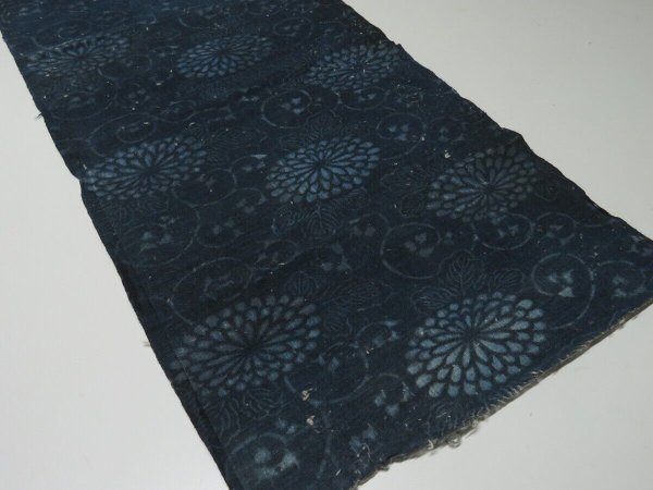 Photo9: 4M13z70 Vintage Japanese Kimono Cotton Momen Boro Fabric Indigo Katazome 55.1" (9)