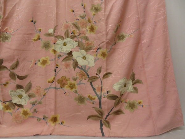Photo6: 1327T01z970 Vintage Japanese Kimono Silk TSUKESAGE Pink Plum tree (6)