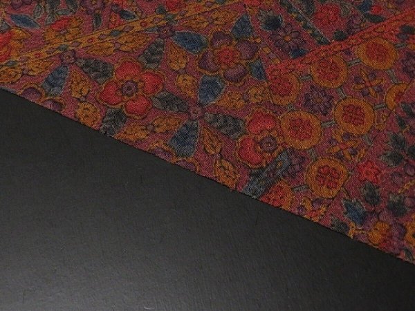 Photo6: 3D01z80 Japanese Kimono Crepe Silk  FABRIC Raisin Flowers 43.3" (6)