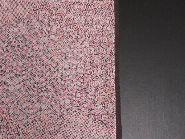 Photo7: 4K01z50 Japanese Kimono Silk  FABRIC Pink, Dark brown Kiribame 32.3" (7)