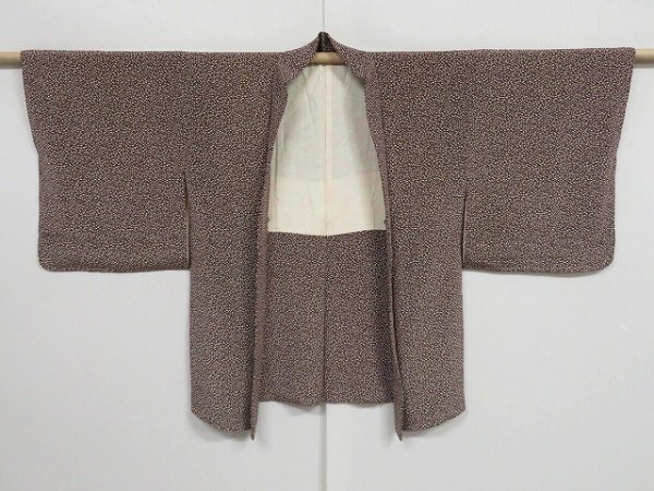 Photo5: 0928i06z480 Vintage Japanese Kimono Silk HAORI Dark purplish brown (5)