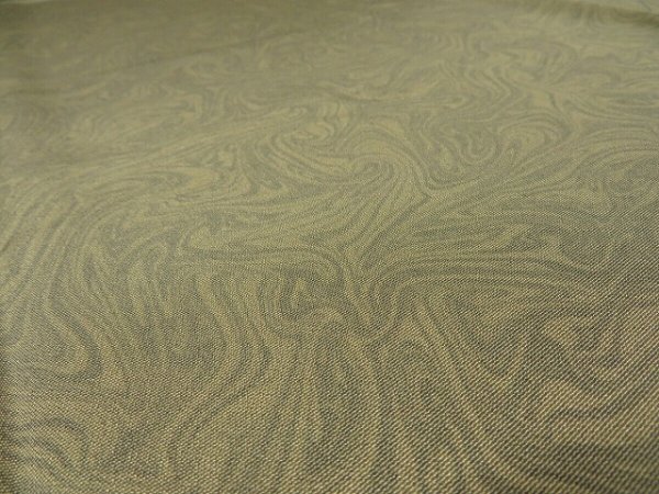 Photo3: 1S04z90 Japanese Kimono Silk  FABRIC Light olive, Light gray Suminagashi 66.9" (3)
