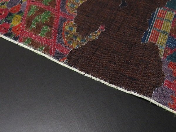 Photo7: 1i02z60 Japanese Kimono Silk  FABRIC Dark navy Japanese palace 47.2" (7)