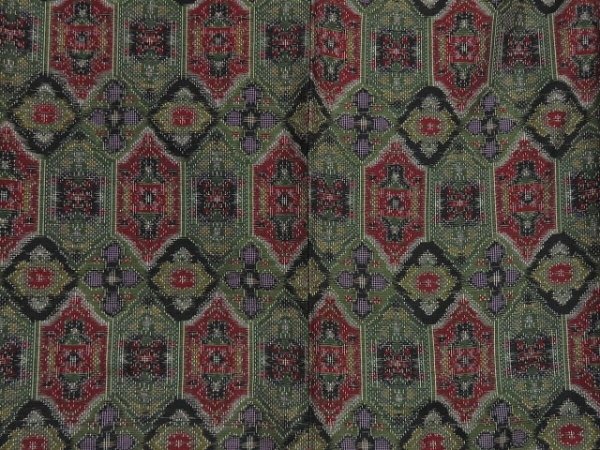 Photo5: 1422i08z730 Japanese Kimono Silk TSUMUGI Dark olive Flowers (5)