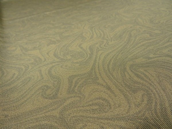 Photo3: 1S03z90 Japanese Kimono Silk  FABRIC Light olive, Light gray Suminagashi 66.9" (3)