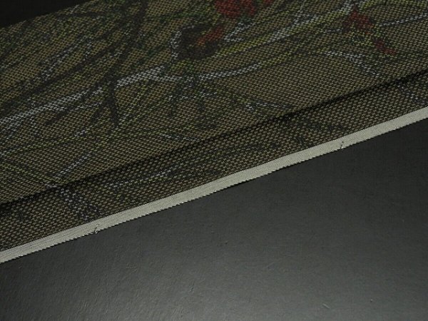 Photo3: 1U08z30 Japanese Kimono Silk  FABRIC Dark gray-brown Trees 54.3" (3)