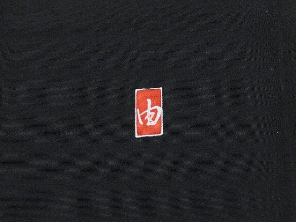 Photo3: 2C05z40 Japanese Kimono Silk Artist work FABRIC Black Plants 53.5" (3)