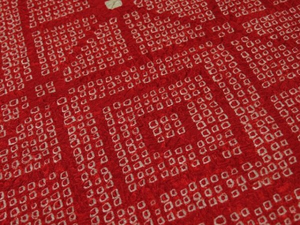Photo3: 3R03z50 Japanese Kimono Silk  FABRIC Red Shibori dyeing 42.5" (3)