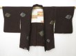 Photo6: 1403T10z660 Vintage Japanese Kimono Silk HAORI Black, Brown (6)