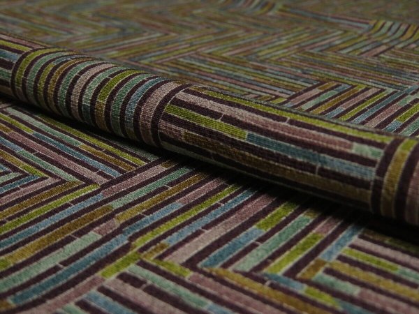 Photo4: 3K02z50 Vintage Japanese Kimono Silk  FABRIC Purplish brown Bamboo 42.5" (4)