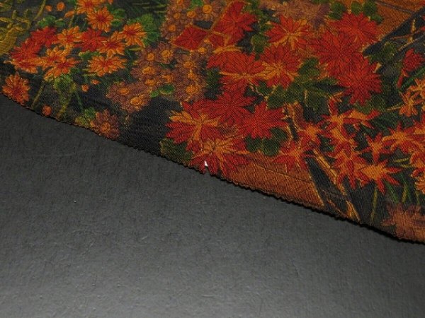 Photo7: 1P02z60 Japanese Kimono Silk  FABRIC  Garden 42.5" (7)