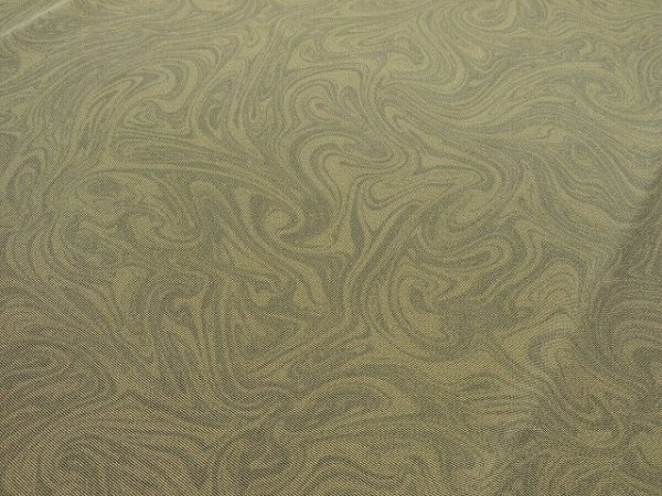Photo2: 1S05z90 Japanese Kimono Silk  FABRIC Light olive, Light gray Suminagashi 67.7" (2)
