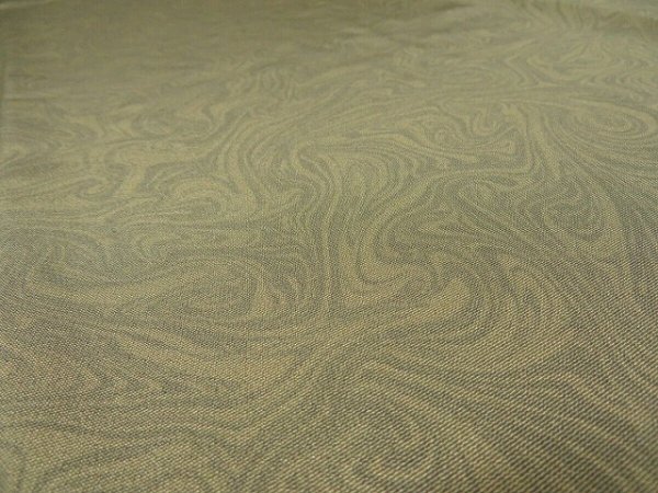 Photo3: 1S05z90 Japanese Kimono Silk  FABRIC Light olive, Light gray Suminagashi 67.7" (3)