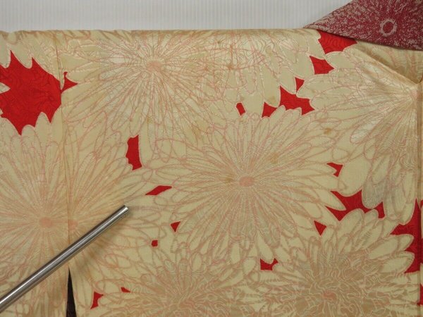 Photo10: 1019i01z900 Vintage Japanese Kimono Silk HAORI Ecru beige Flower (10)