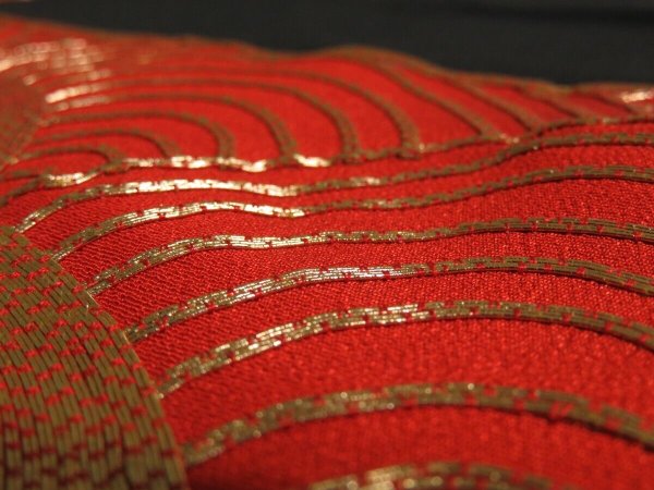 Photo5: 3C02z90 Japanese Kimono Silk  FABRIC Black Seigaiha 48" (5)