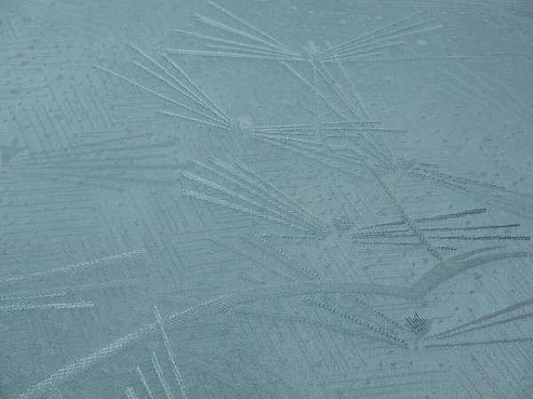 Photo2: 2K02z70 Japanese Kimono Silk  FABRIC Light blue Pine branch 42.5" (2)