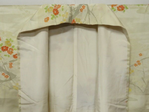 Photo8: 1417T08z820 Vintage Japanese Kimono Silk KOMON Light Cream Chrysanthemum (8)