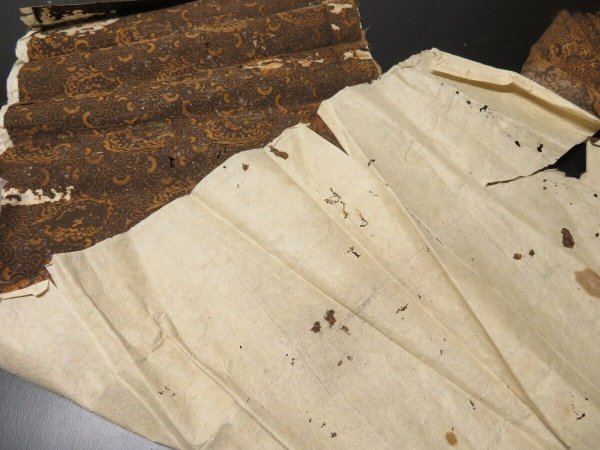 Photo5: ME01z200 Japanese Kimono Silk Antique Meiji era Kinran Fabric Scrap 100year old (5)
