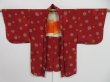 Photo6: 1007i03z390 Vintage Japanese Kimono Silk HAORI Dark red Peony (6)