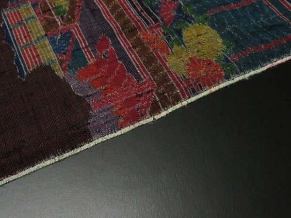 Photo6: 1i02z60 Japanese Kimono Silk  FABRIC Dark navy Japanese palace 47.2" (6)