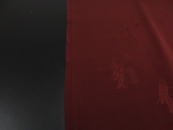 Photo8: 1F03z70 Japanese Kimono Silk  FABRIC Dark brown Samurai 52" (8)
