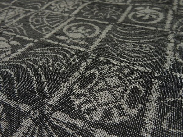 Photo4: C12z800 Japanese Kimono Wool BOLT FABRIC Gray Flower 472.4" (4)