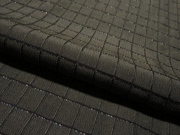 Photo4: 3C02z60 Vintage Japanese Kimono Silk  FABRIC Dark brown-gray   42.5" (4)