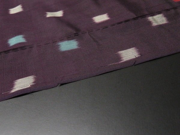 Photo6: 2W06z50 Vintage Japanese Kimono Silk MEISEN FABRIC Dark grape   59.8" (6)
