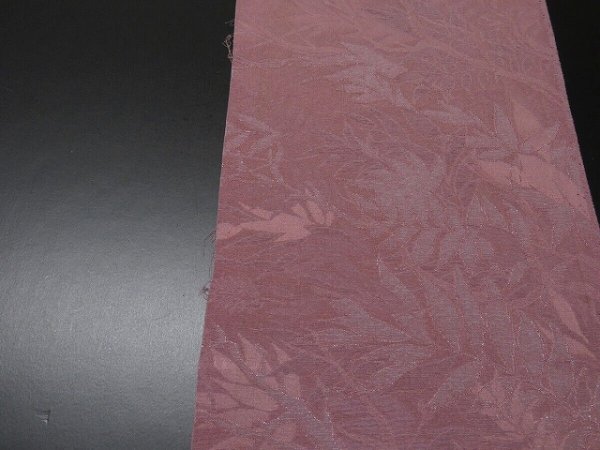 Photo3: 1U08z40 Japanese Kimono Silk  FABRIC Rosy brown Plants 55.9" (3)