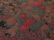 Photo2: 4C01z60 Japanese Kimono Silk  FABRIC Dark brown Flowers 42.5" (2)