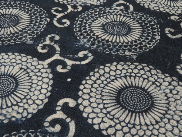 Photo3: 3i19z110 Vintage Japanese Kimono Cotton Momen Boro Katazome Fabric Indigo   61.4 (3)