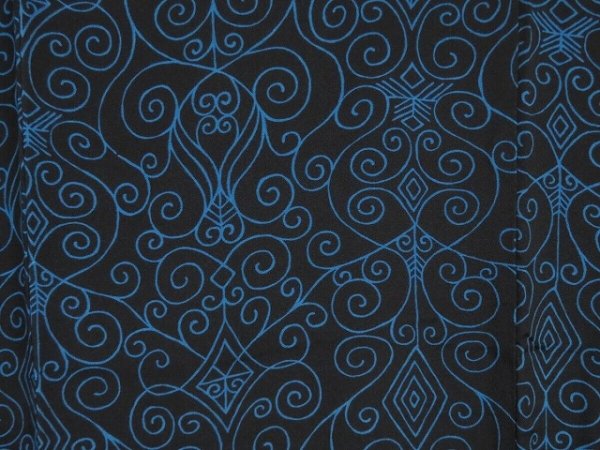 Photo6: 1005i05z880 Vintage Japanese Kimono Silk KOMON Black Blue (6)