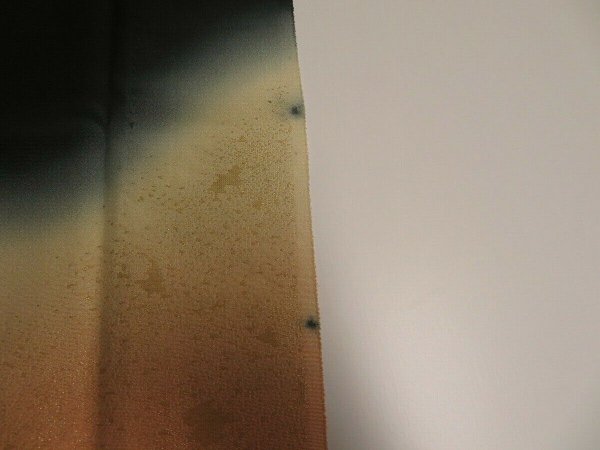 Photo7: 3Q04z70 Japanese Kimono Silk Artist work FABRIC Black Flower 42.5" (7)